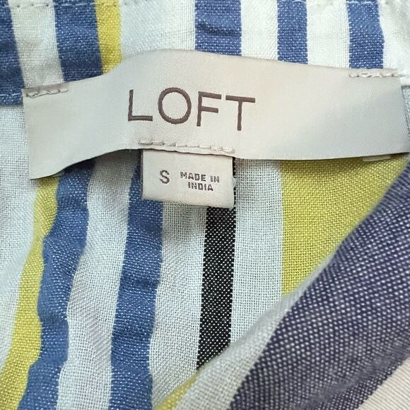 LOFT Striped Dress Blue/Yellow/White Size S - Picture 4 of 4